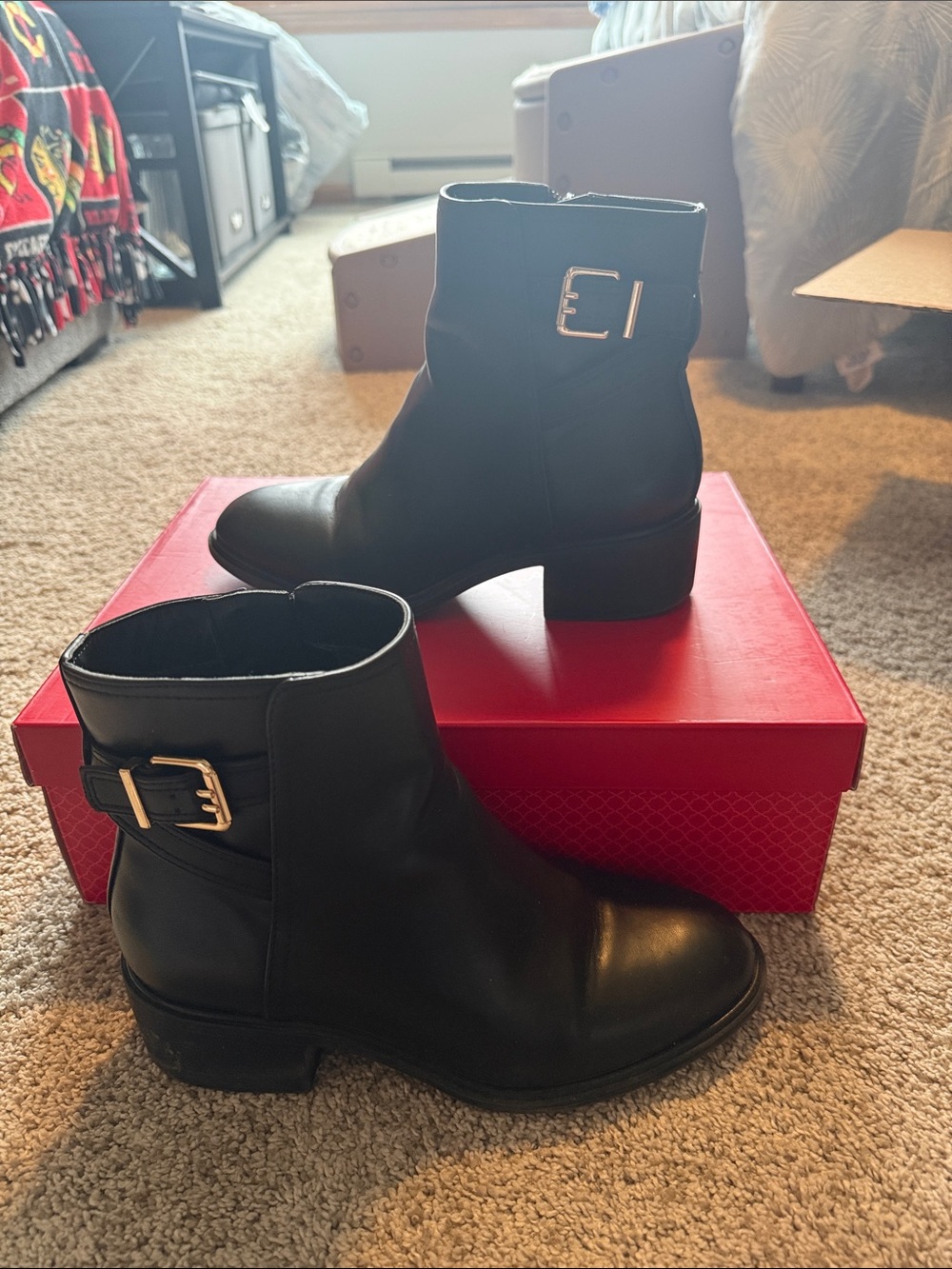 Classic Black Leather Boots with Buckle & Zipper